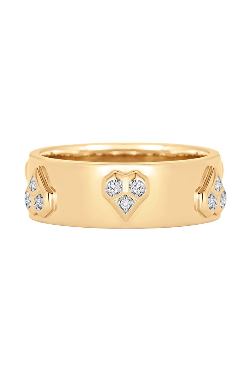 Diamond Honey Comb Heart Ring-YELLOW GOLD-6.5-JEWELRYFINE JEWELRING-SARA WEINSTOCK