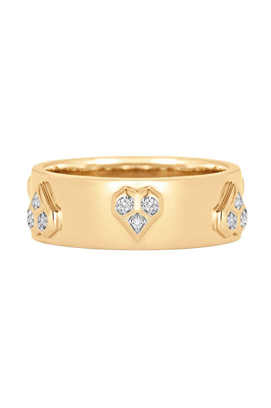 Diamond Honey Comb Heart Ring-YELLOW GOLD-6.5-JEWELRYFINE JEWELRING-SARA WEINSTOCK