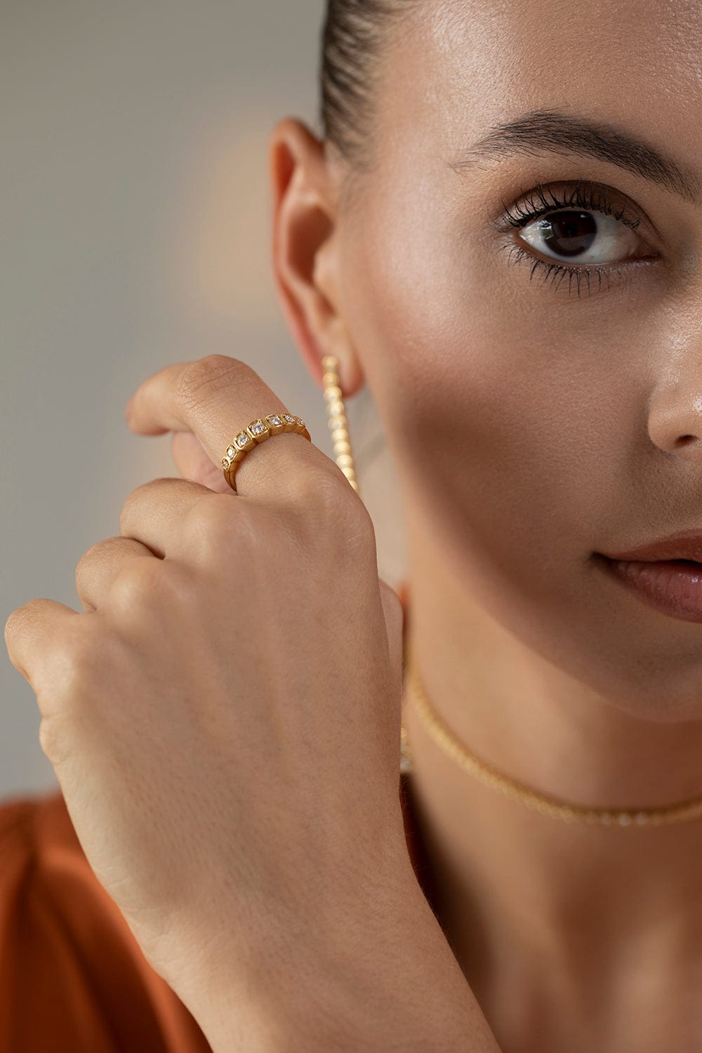 SARA WEINSTOCK-Isadora Cushion Partial Ring-YELLOW GOLD