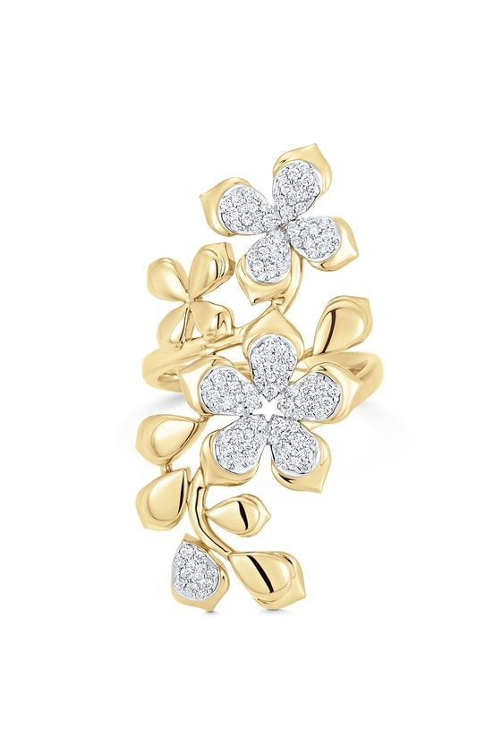 SARA WEINSTOCK-Lierre Pear Flower Ring-YELLOW GOLD