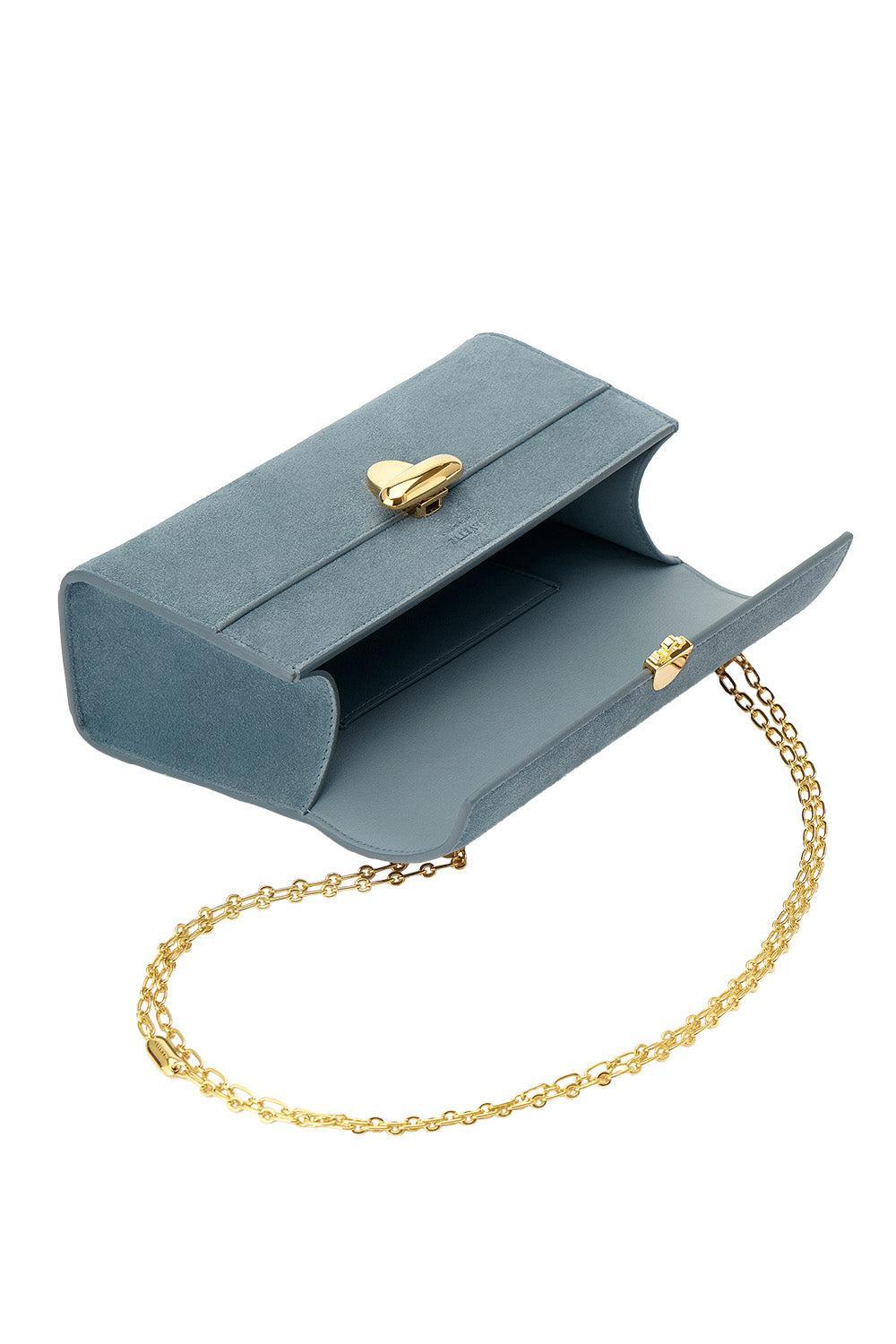 Chain Symmetry Pochette - Denim Suede-BLUE-O/S-HANDBAGSHOULDER-SAVETTE