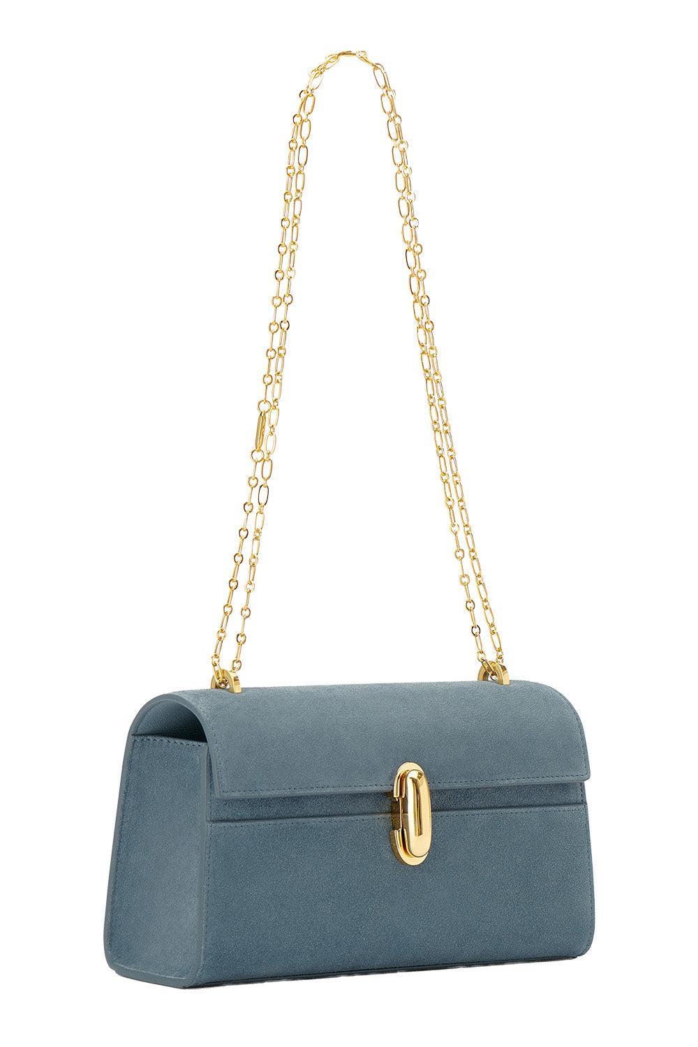 Chain Symmetry Pochette - Denim Suede-BLUE-O/S-HANDBAGSHOULDER-SAVETTE