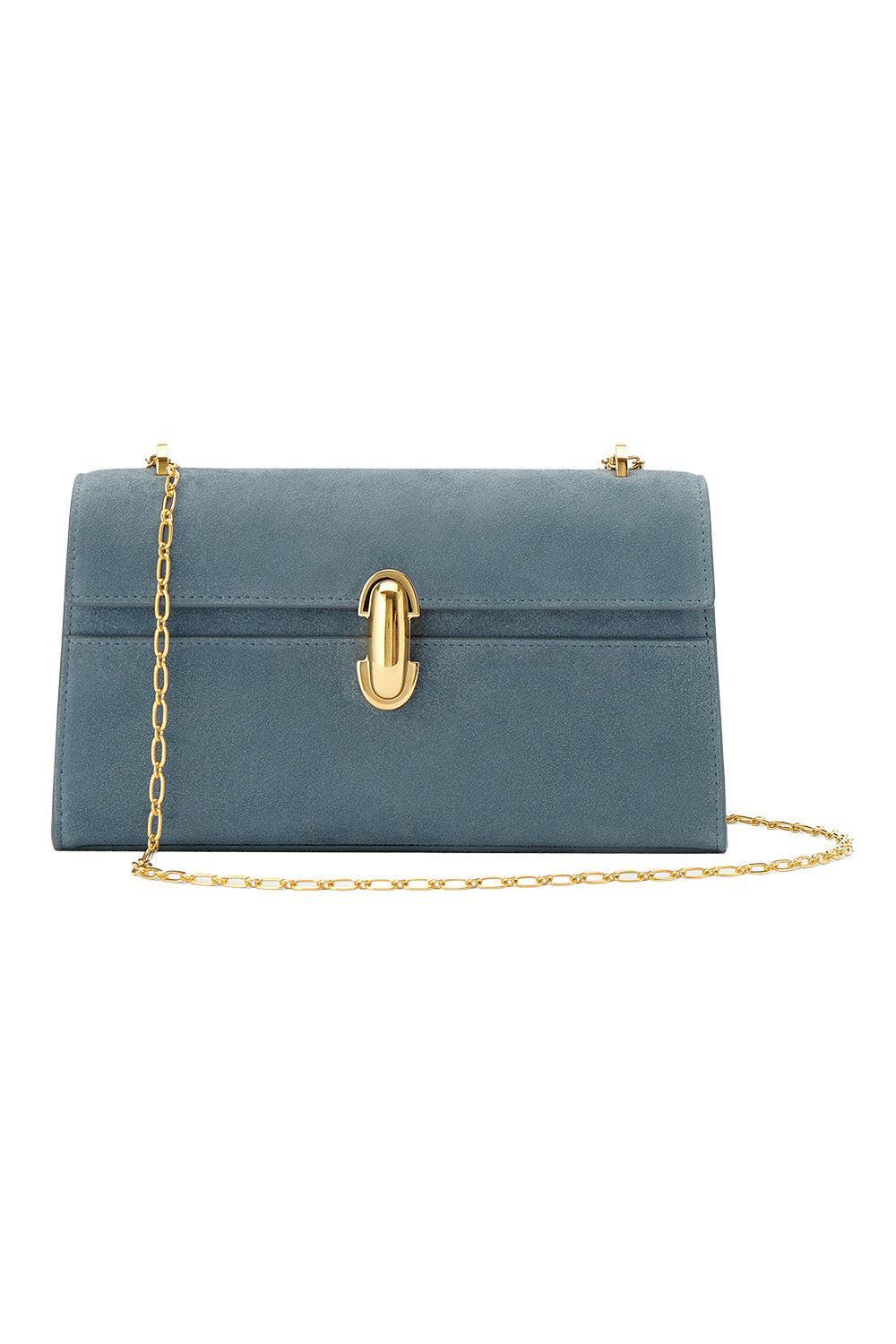 Chain Symmetry Pochette - Denim Suede-BLUE-O/S-HANDBAGSHOULDER-SAVETTE