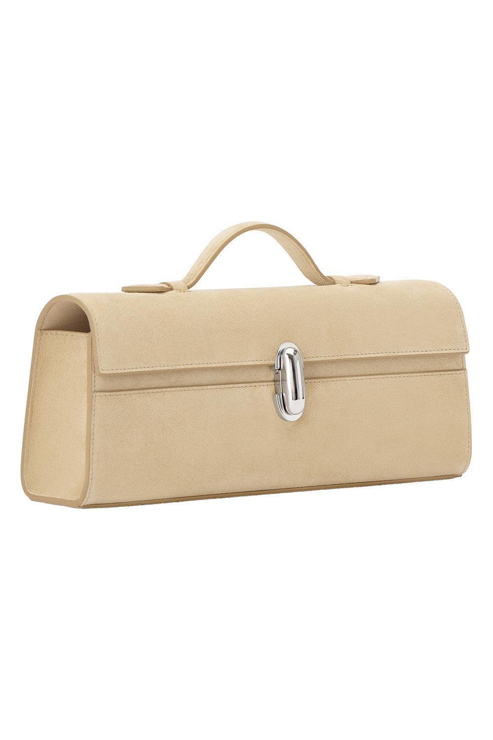 Slim Symmetry Pochette - Flax Suede-CREAM-O/S-HANDBAGTOP HANDLE-SAVETTE