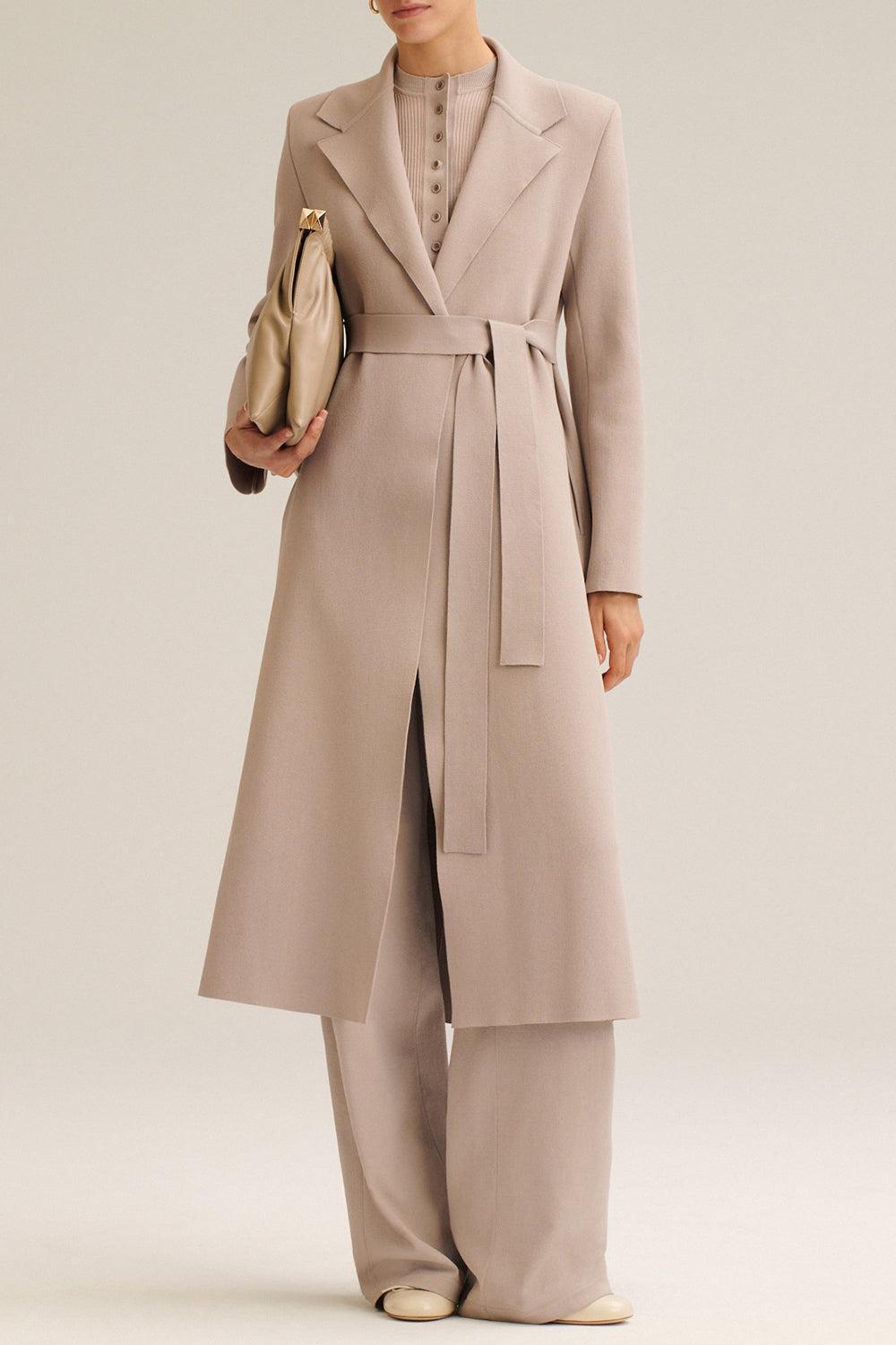 Crepe Knit Trench With Tie-OYSTER-S-CLOTHINGCOATTRENCH-SCANLAN THEODORE
