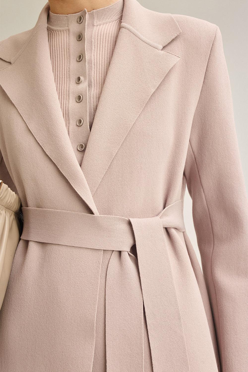 Crepe Knit Trench With Tie-OYSTER-S-CLOTHINGCOATTRENCH-SCANLAN THEODORE