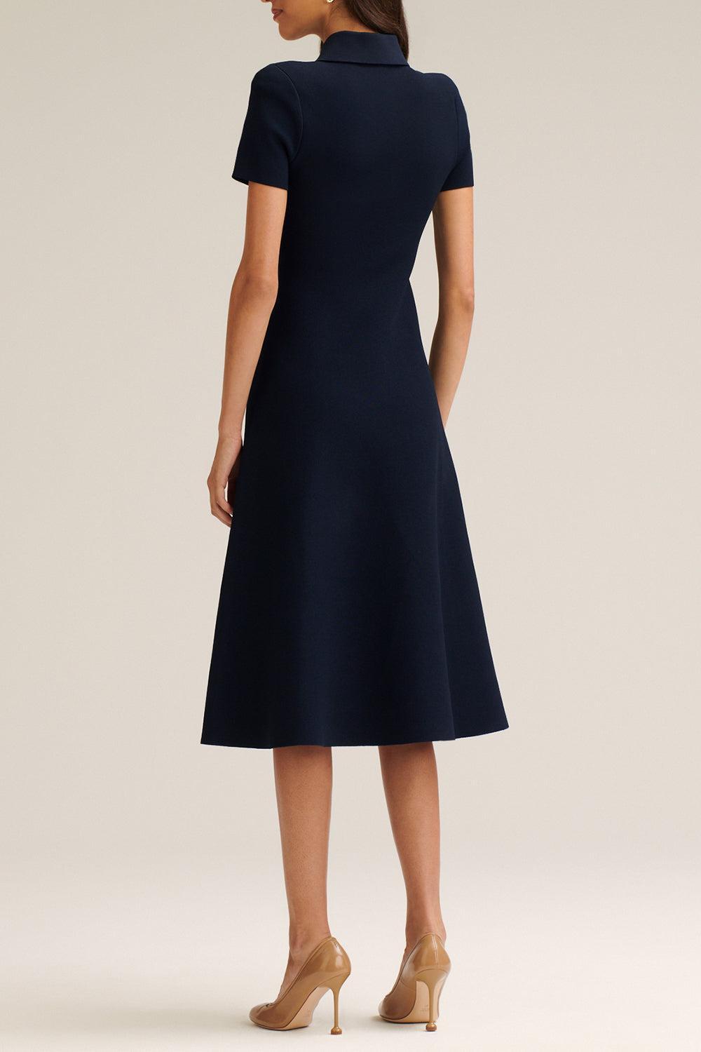 Collared Midi Shirt Dress - Navy-NAVY-S-CLOTHINGDRESSCASUAL-SCANLAN THEODORE