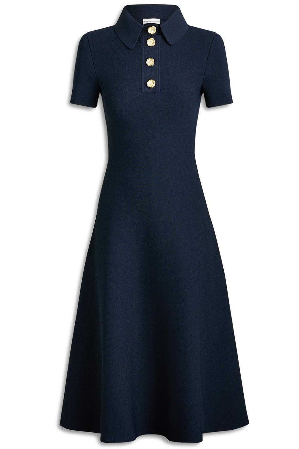 Collared Midi Shirt Dress - Navy-NAVY-S-CLOTHINGDRESSCASUAL-SCANLAN THEODORE