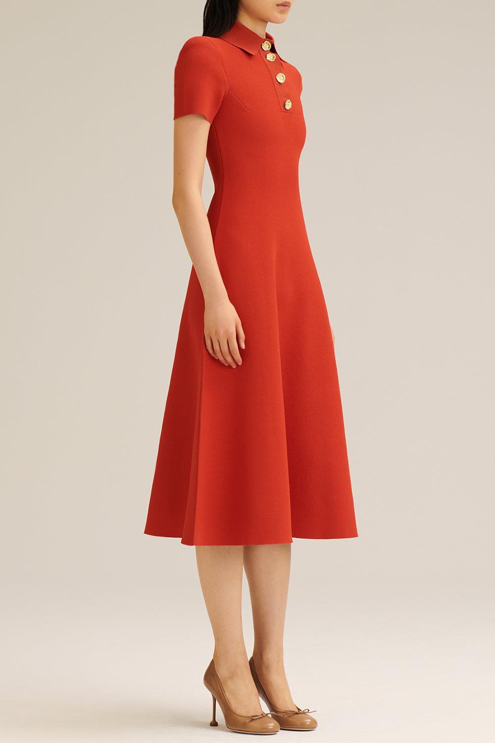 Collared Midi Shirt Dress - Red-RED-XS-CLOTHINGDRESSCASUAL-SCANLAN THEODORE
