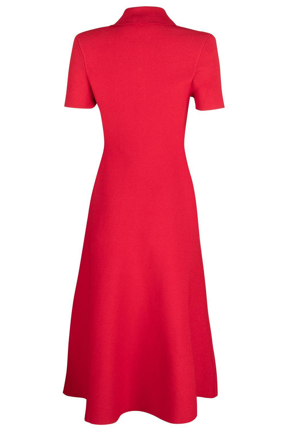 Collared Midi Shirt Dress - Red