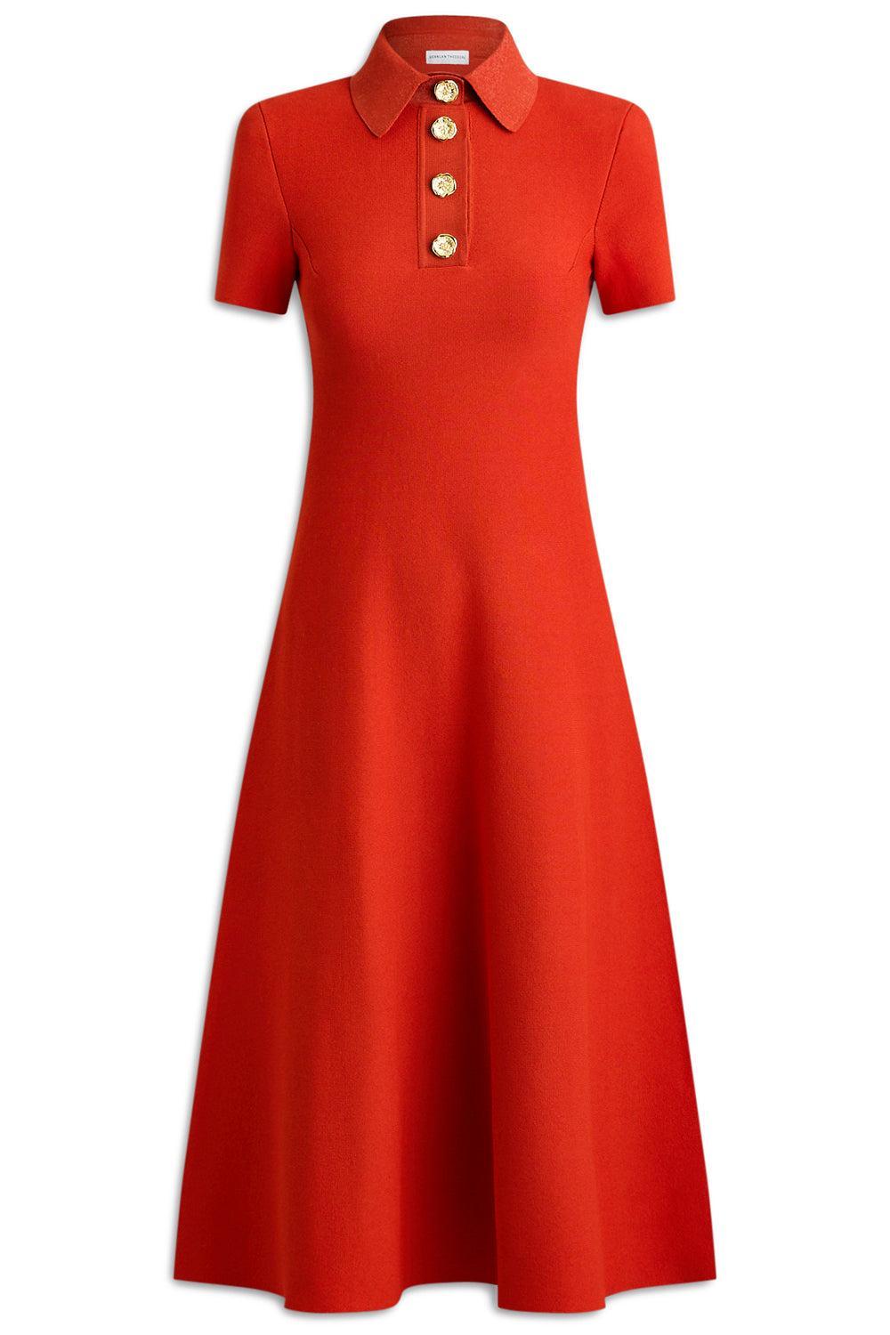 Collared Midi Shirt Dress - Red-RED-XS-CLOTHINGDRESSCASUAL-SCANLAN THEODORE