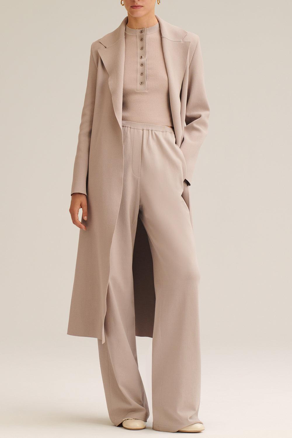 Crepe Knit Flare Trouser-OYSTER-XS-CLOTHINGPANTWIDE LEG-SCANLAN THEODORE