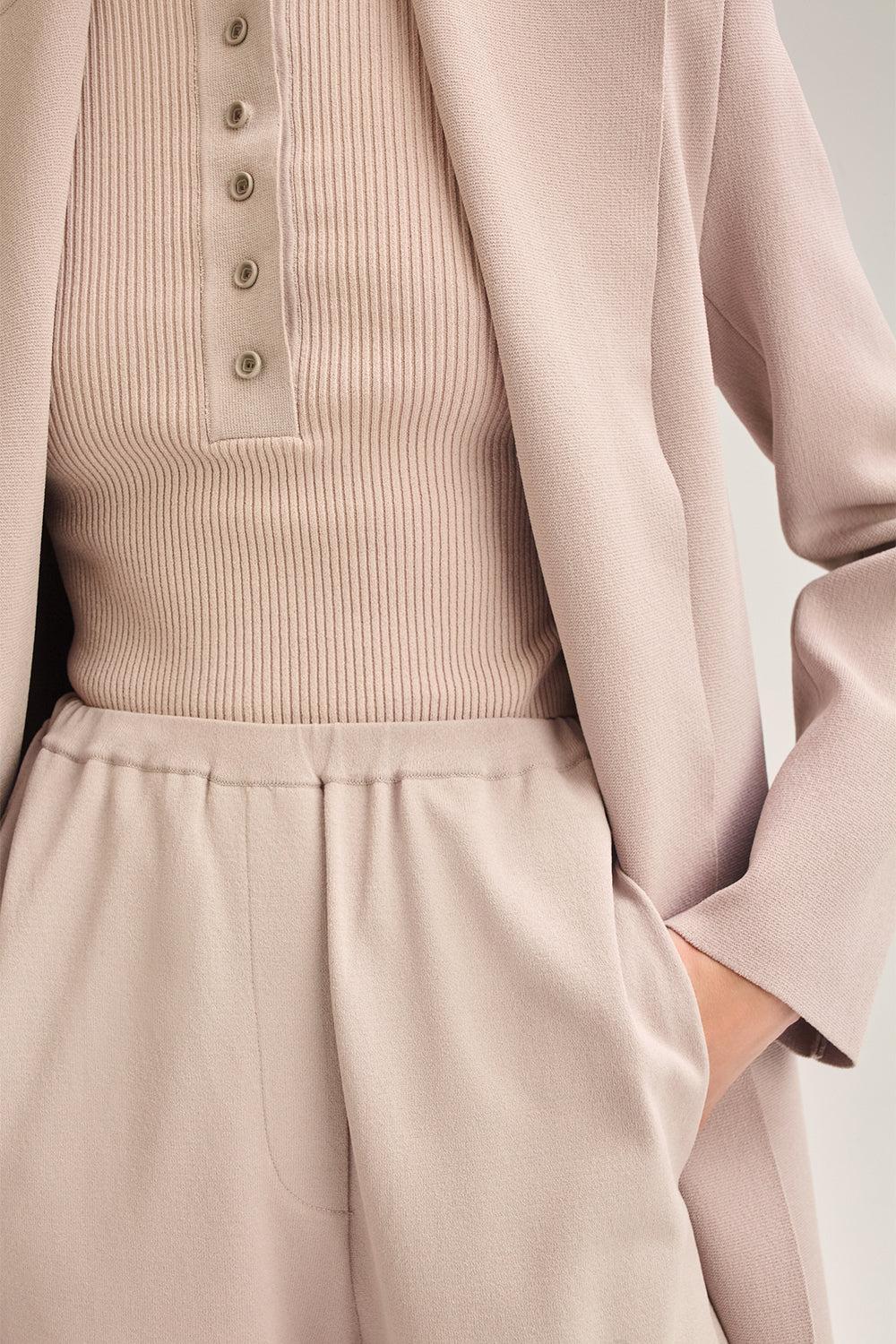 Crepe Knit Flare Trouser-OYSTER-XS-CLOTHINGPANTWIDE LEG-SCANLAN THEODORE