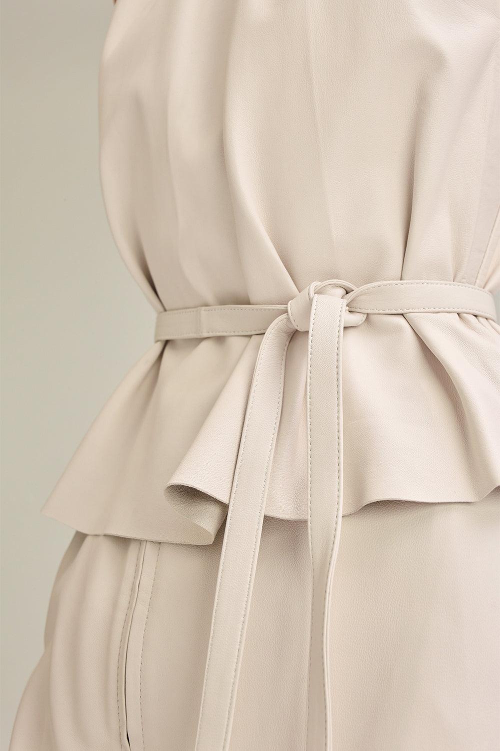 Leather Gathered Halter Top-CAMELIA-2-CLOTHINGTOPBLOUSE-SCANLAN THEODORE