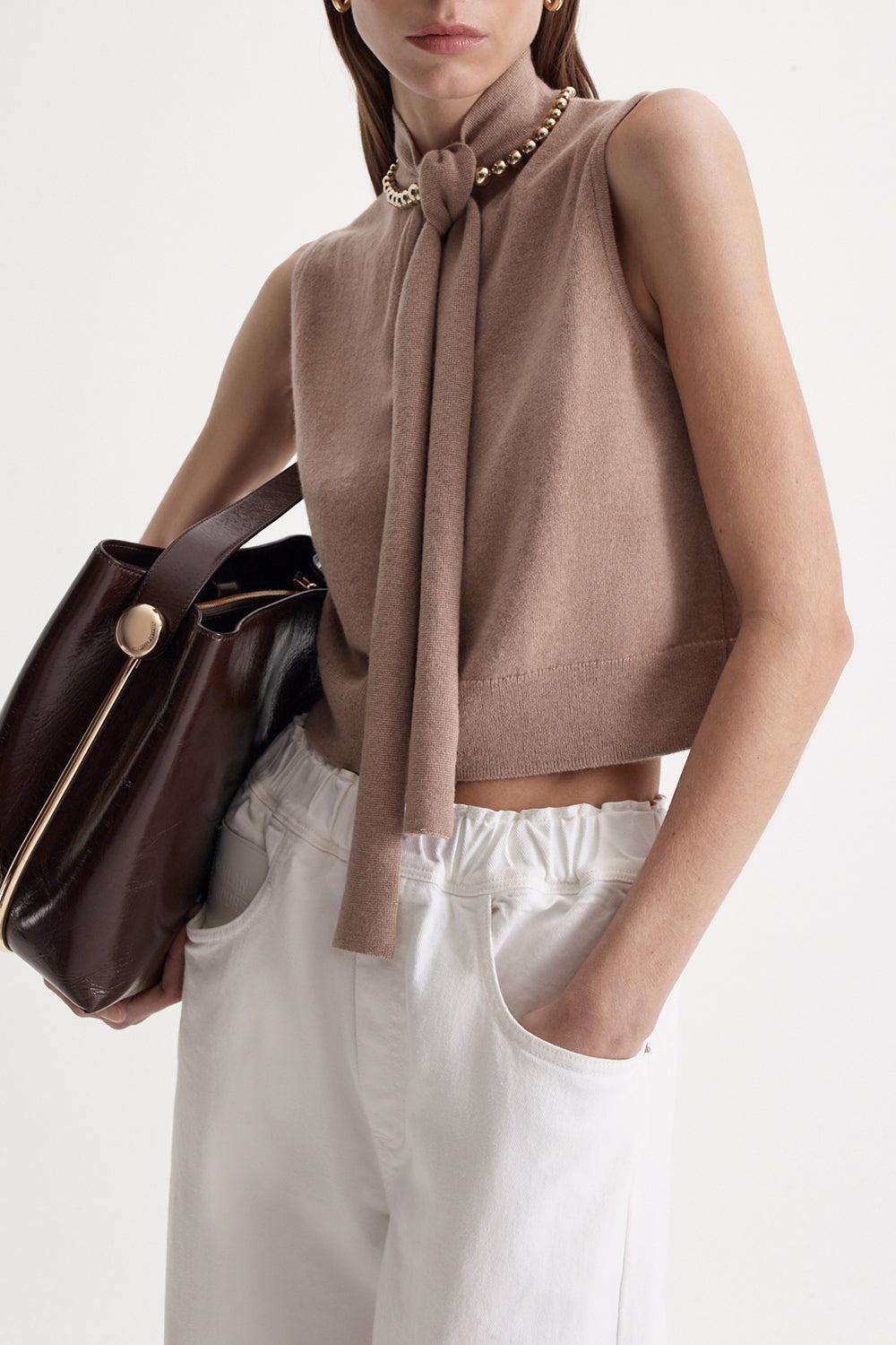 Tie Sleeveless Tank-HONEY-XS-CLOTHINGTOPTANK-SCANLAN THEODORE