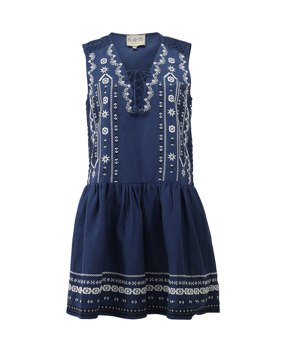 SEA-Embroidered Drop Waist Dress-