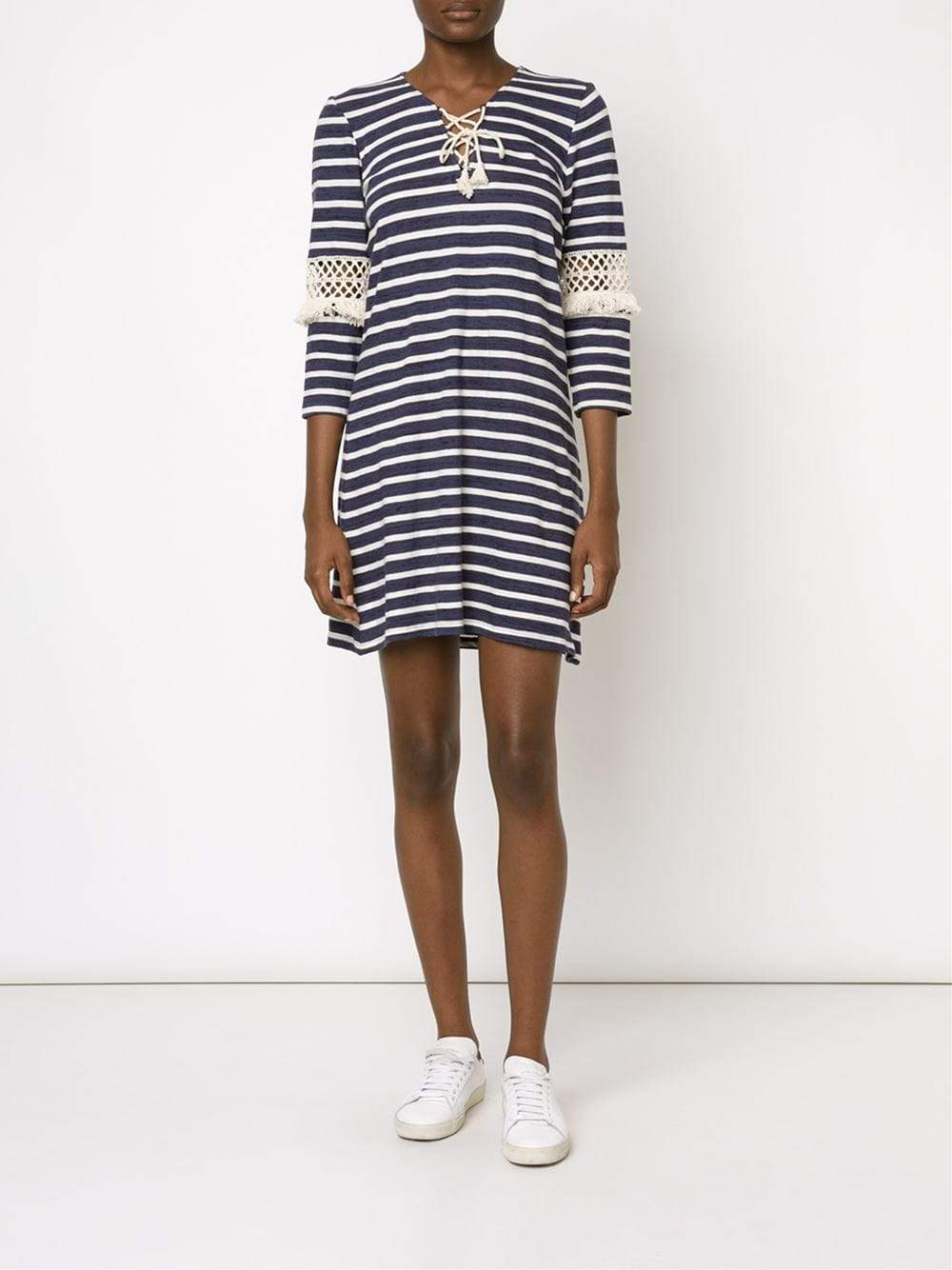 SEA-Stripe Lace-Up Dress-
