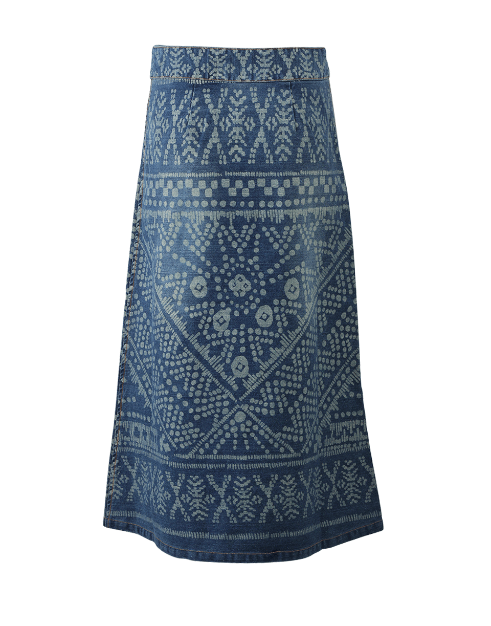 SEA-Denim Bleach Print Skirt-