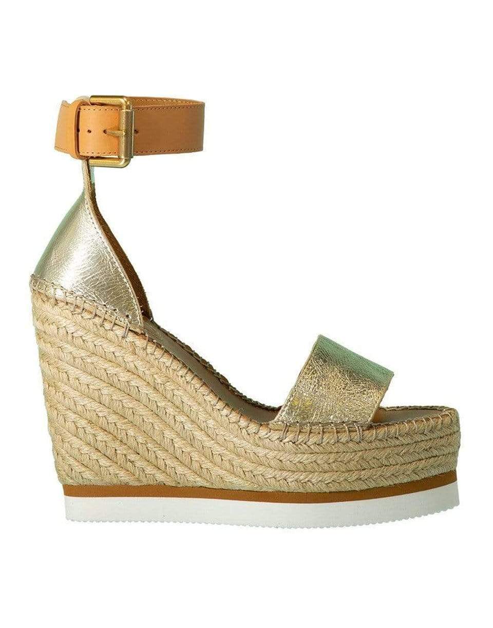 SEE by CHLOE-Metallic Strappy Wedge Heel Sandal-