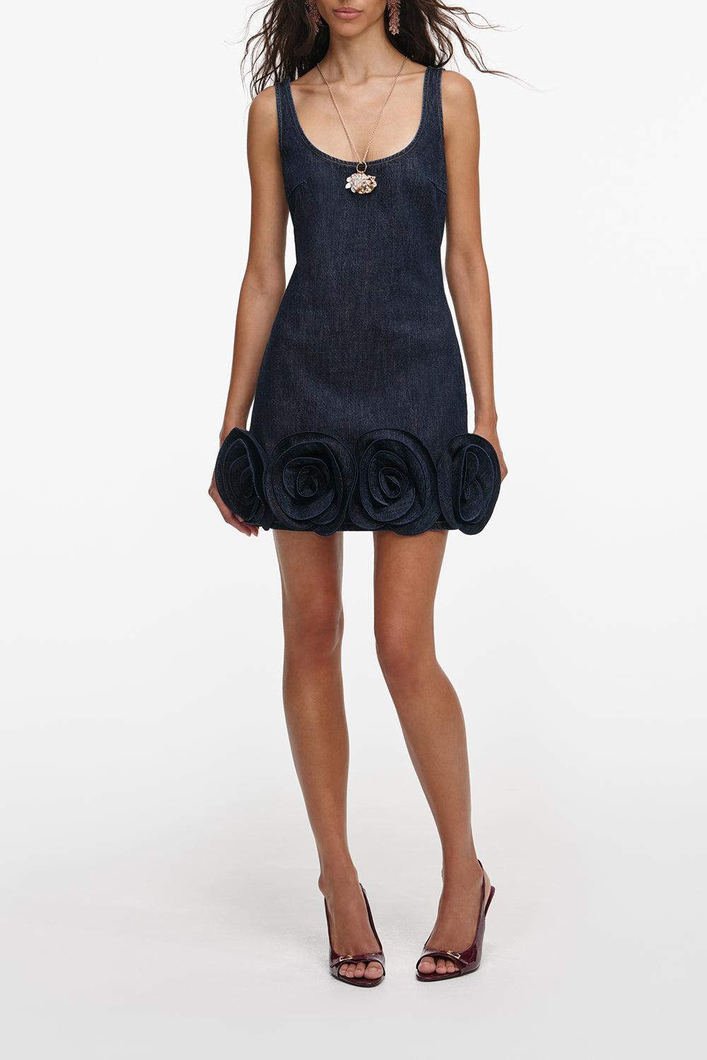 3D Flower Mini Dress-BLUE-2-CLOTHINGDRESSCASUAL-SELF-PORTRAIT