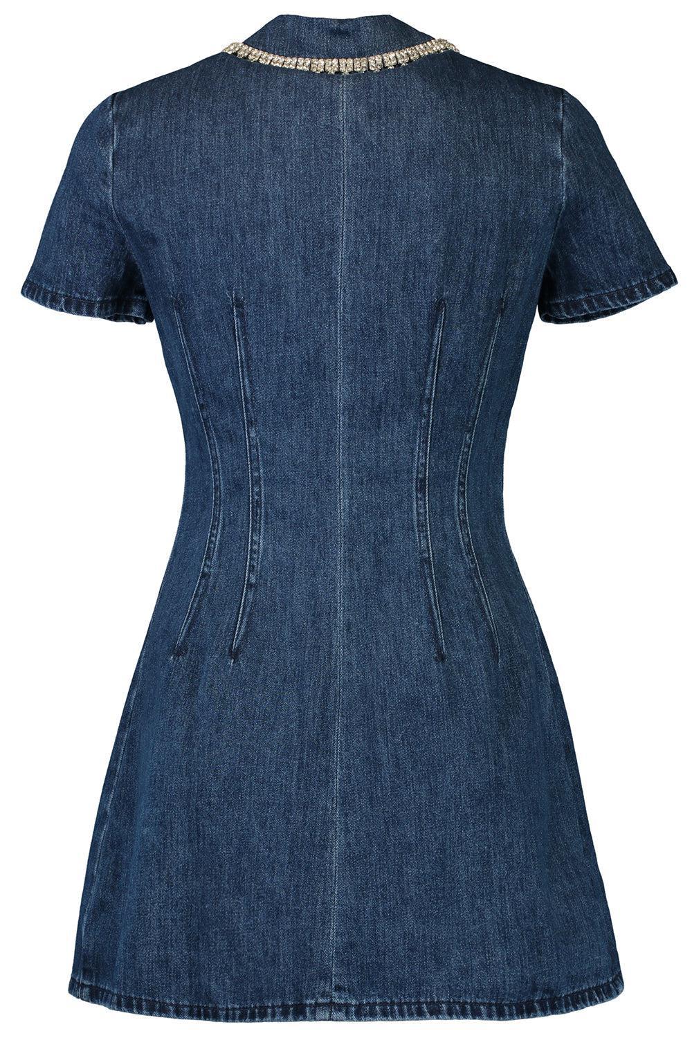 Denim Collared Mini Dress-BLUE-2-CLOTHINGDRESSCASUAL-self-portrait