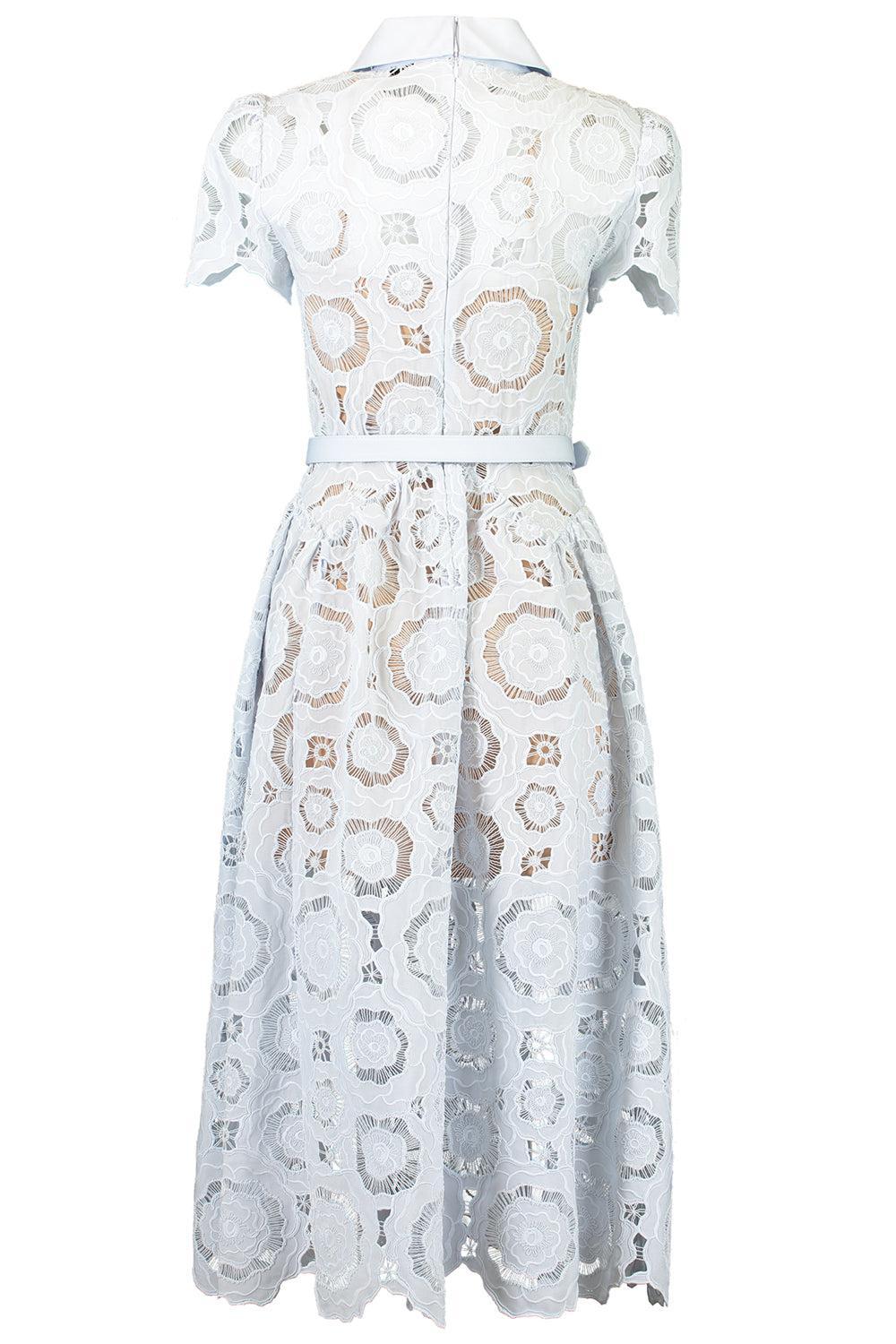 Floral Short Sleeve Midi Dress-BLUE-4-CLOTHINGDRESSCASUAL-SELF-PORTRAIT