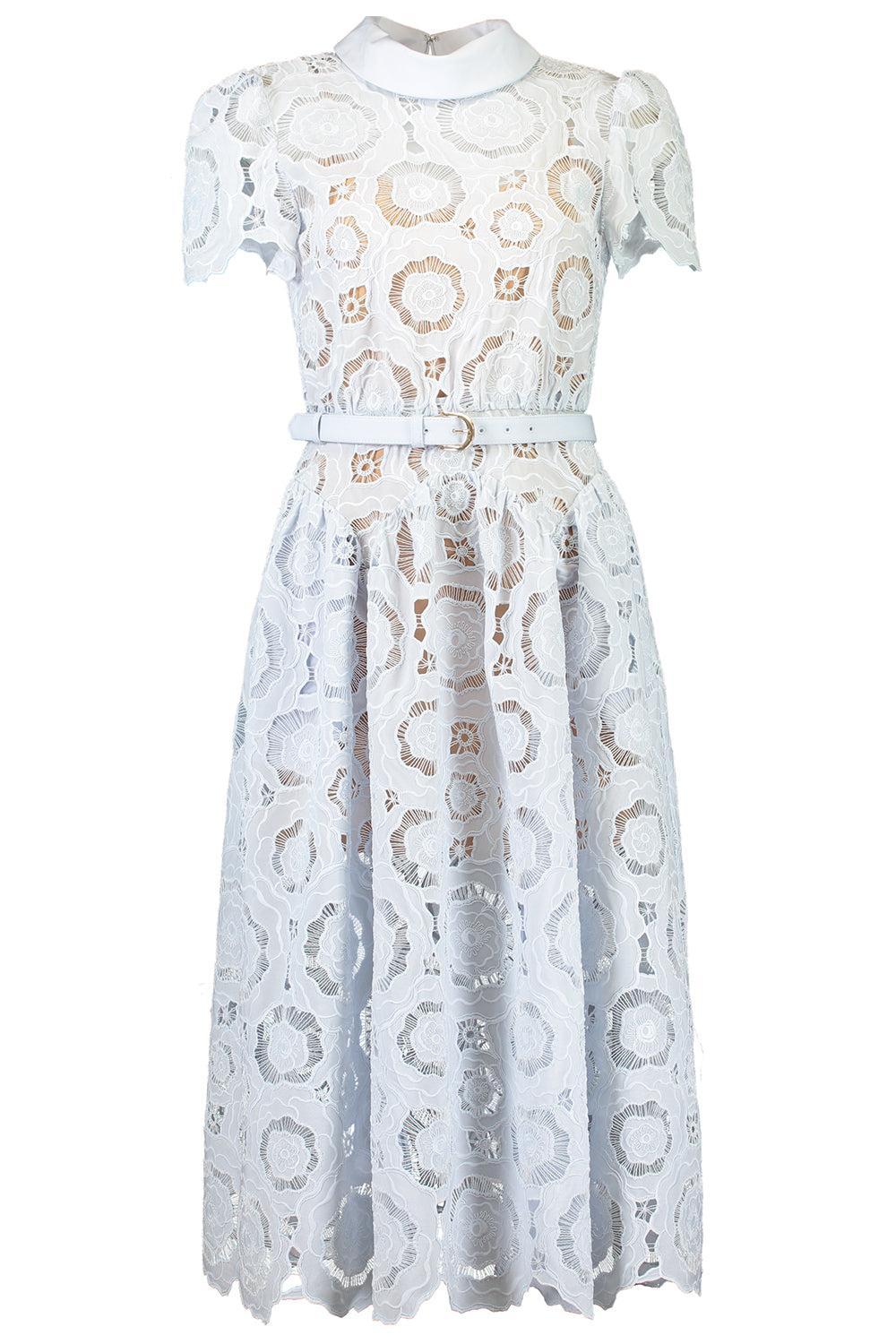 Floral Short Sleeve Midi Dress-BLUE-4-CLOTHINGDRESSCASUAL-SELF-PORTRAIT