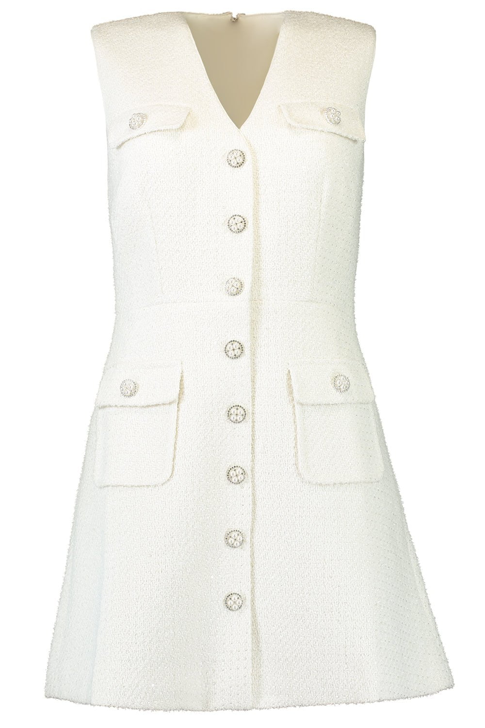 self-portrait-Sleeveless Buttoned Mini Dress-