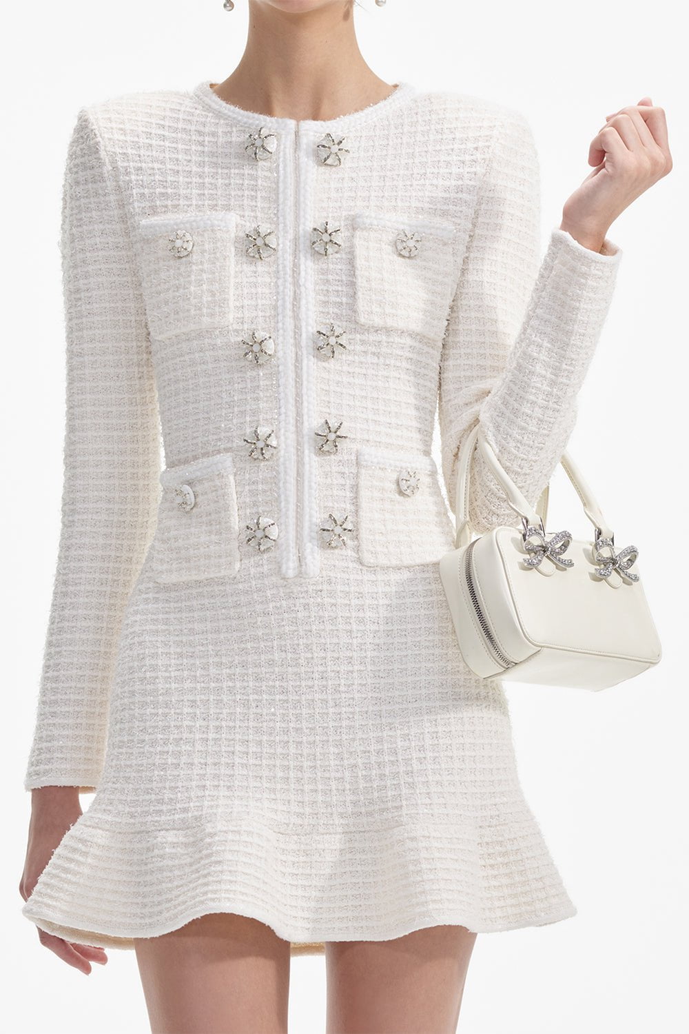 self-portrait-Buttoned Mini Dress-