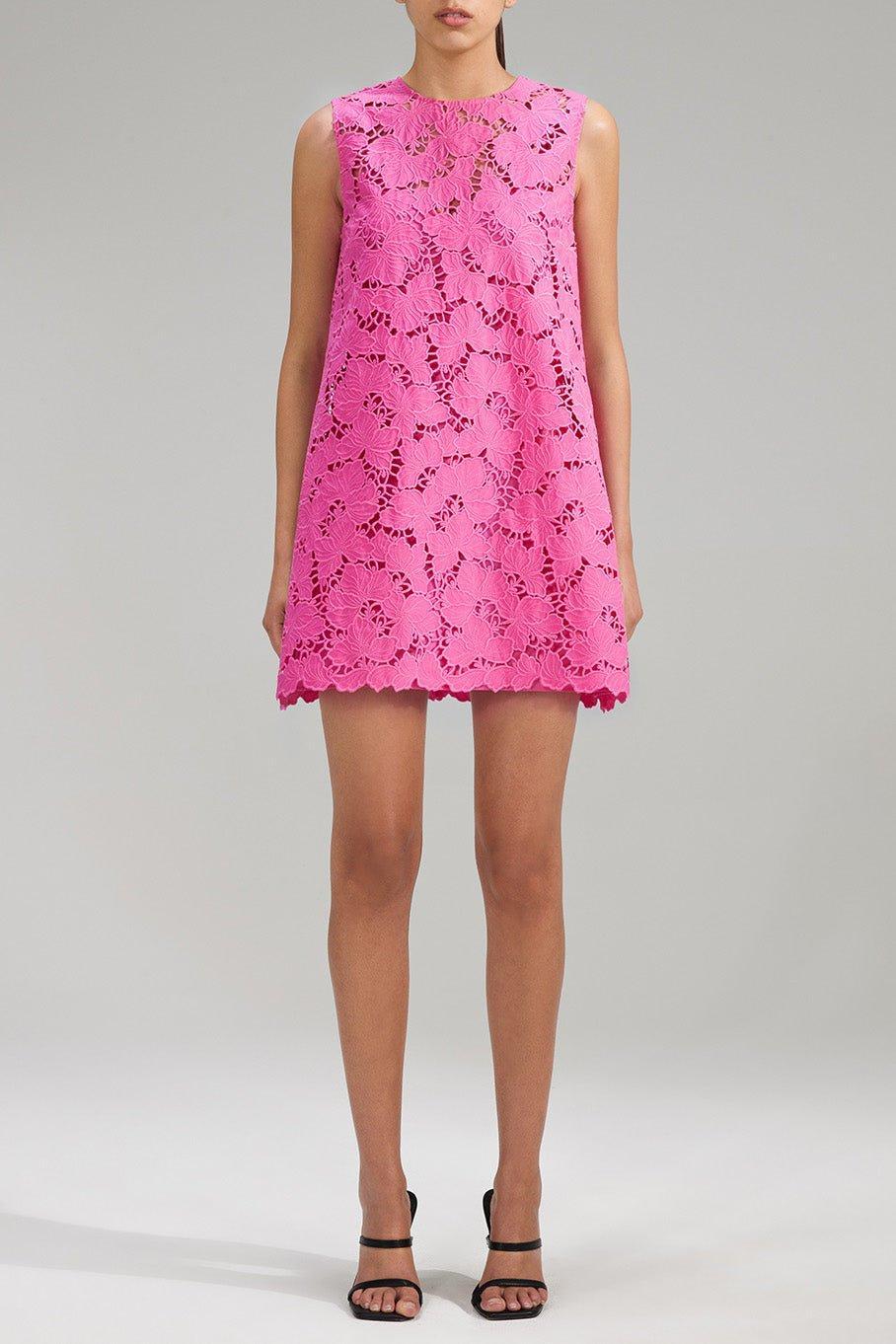 self-portrait-Cotton Lace Mini Dress-