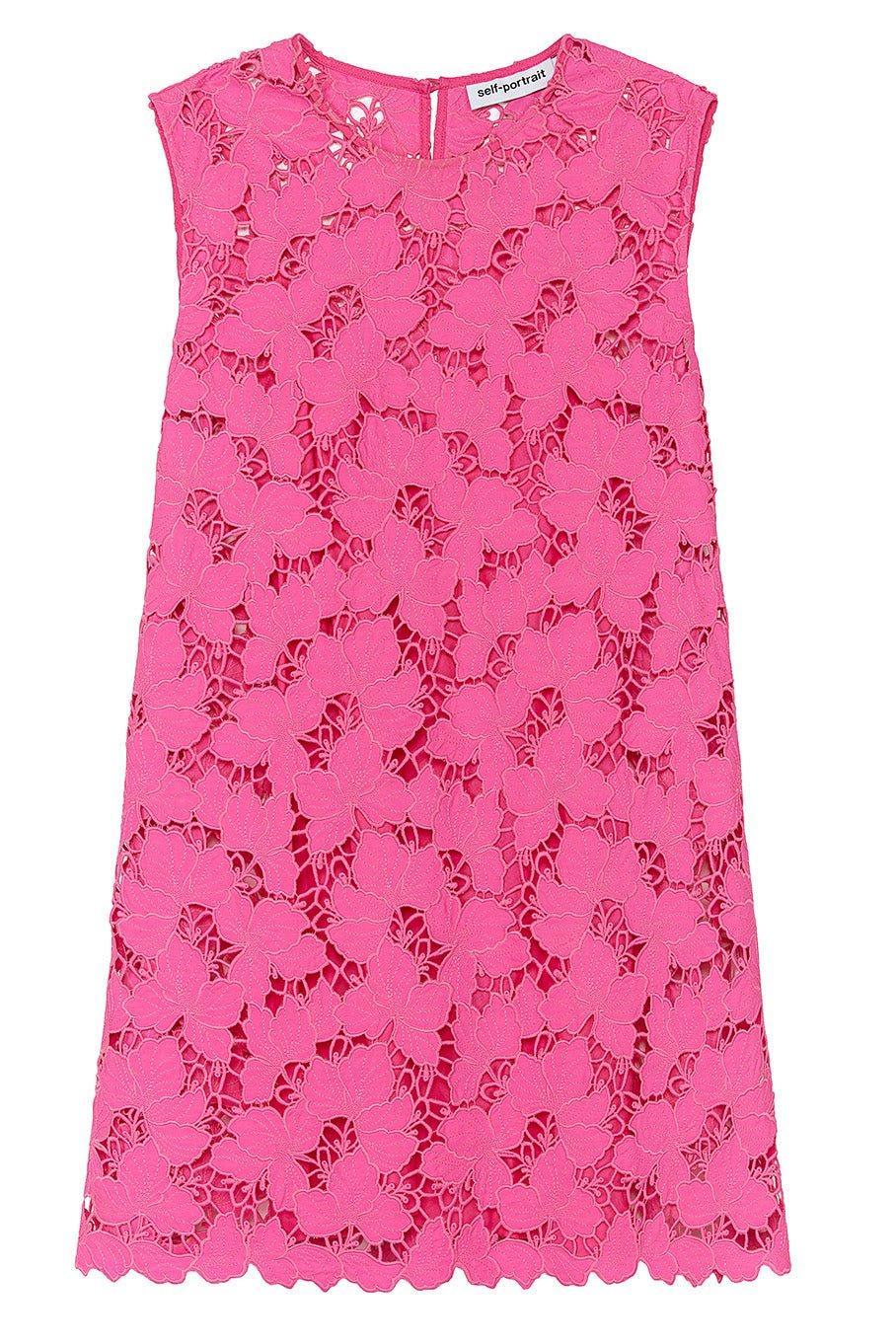 self-portrait-Cotton Lace Mini Dress-