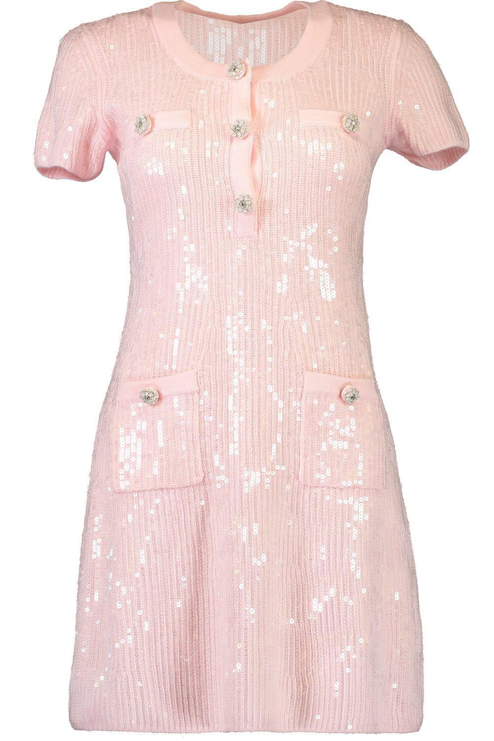 self-portrait-Sequin Knit Mini Dress-