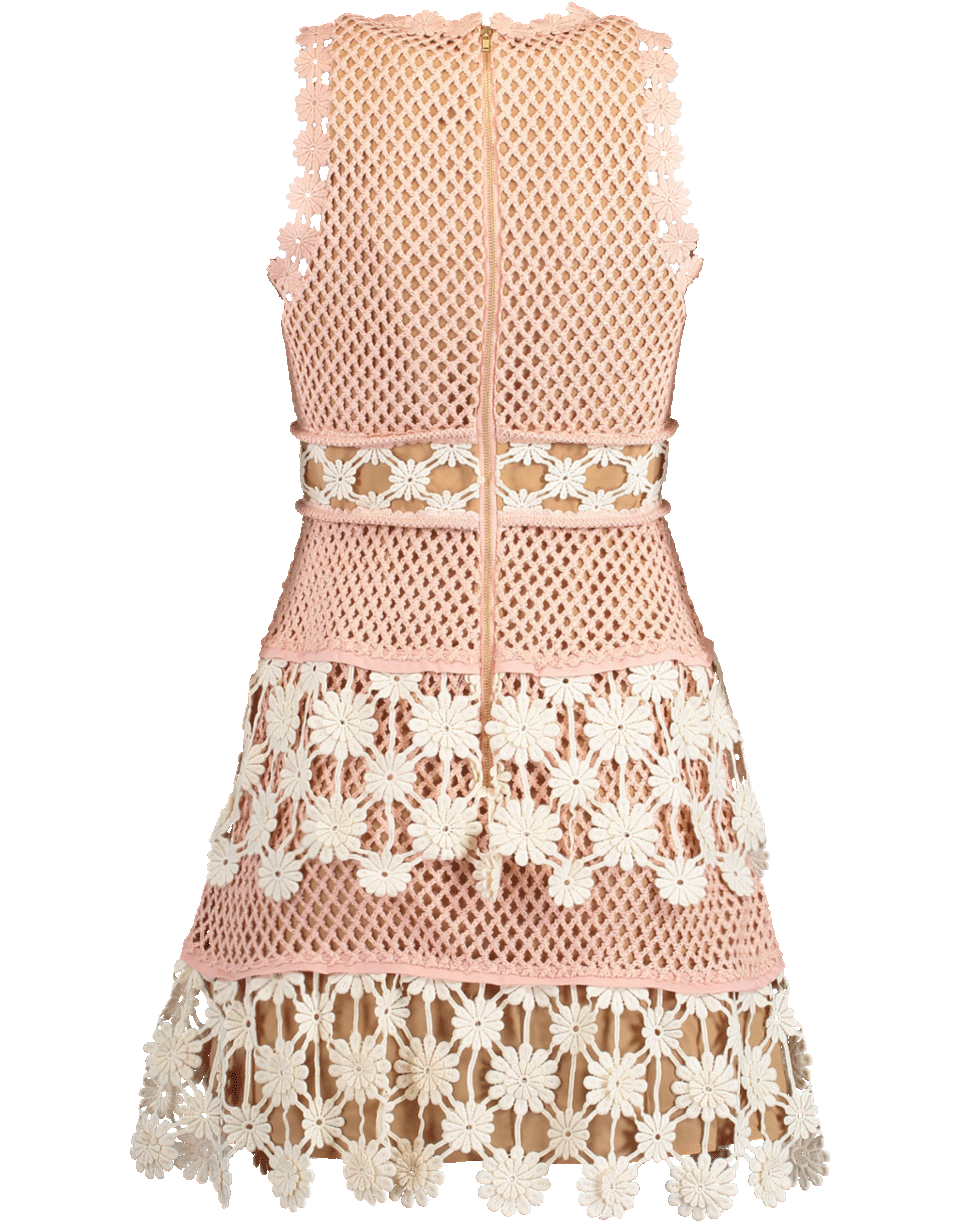 self-portrait-Floral Crochet Mini Dress-