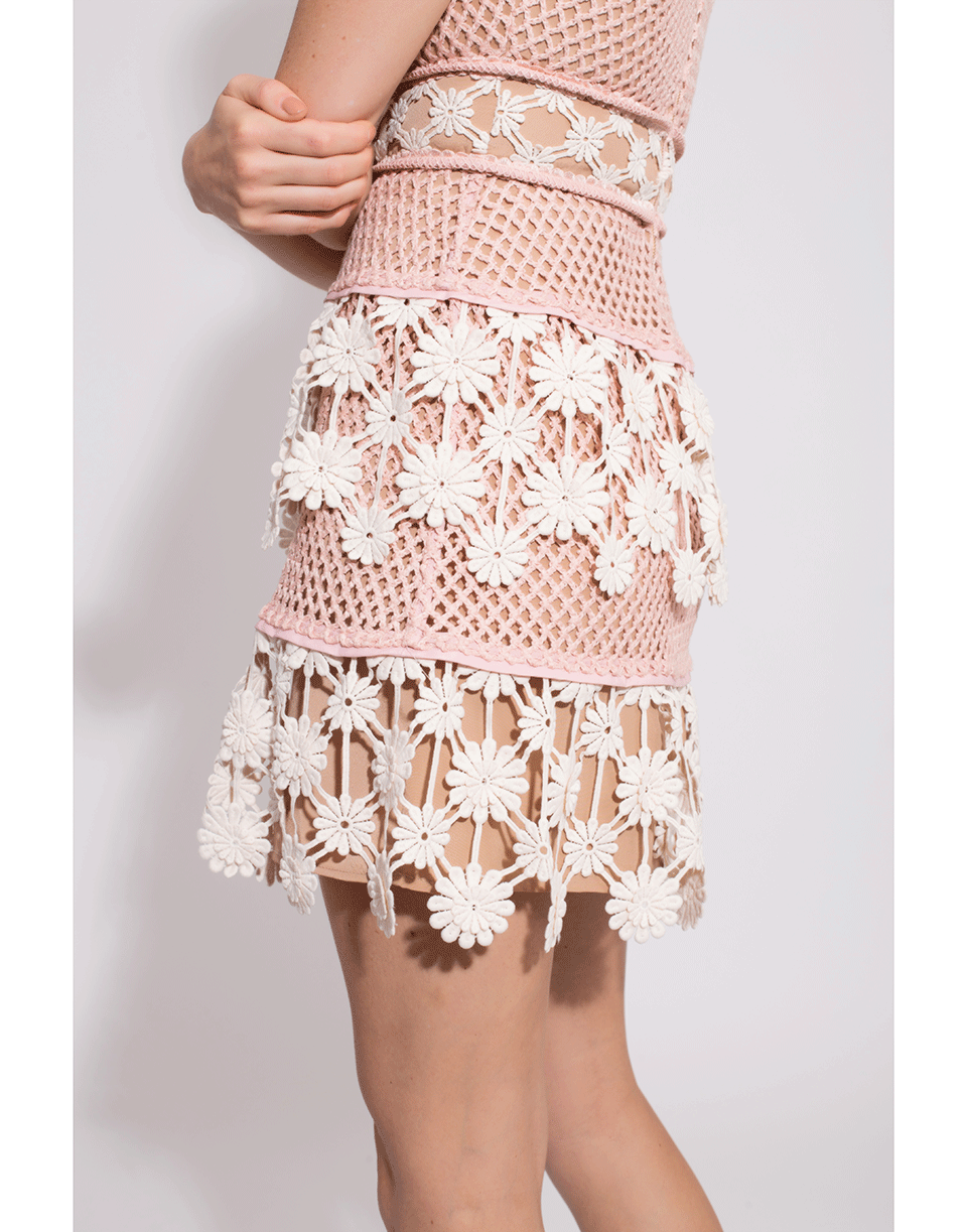 self-portrait-Floral Crochet Mini Dress-