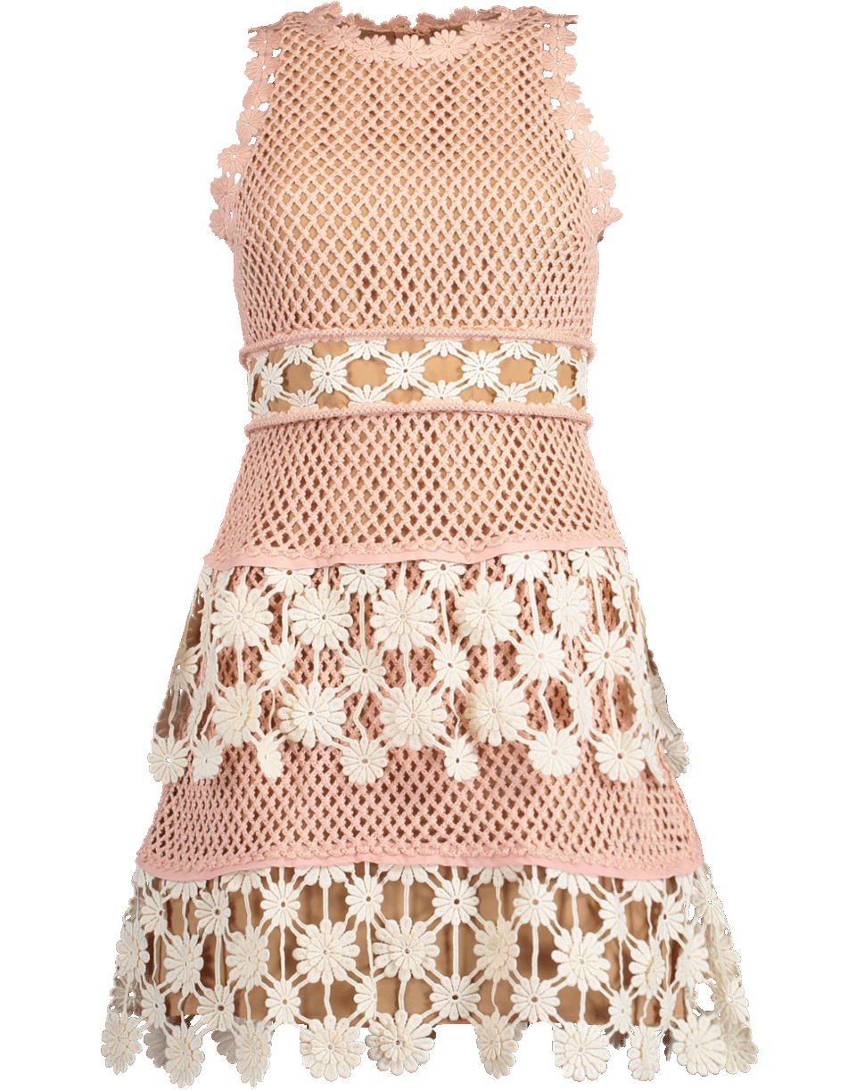 self-portrait-Floral Crochet Mini Dress-