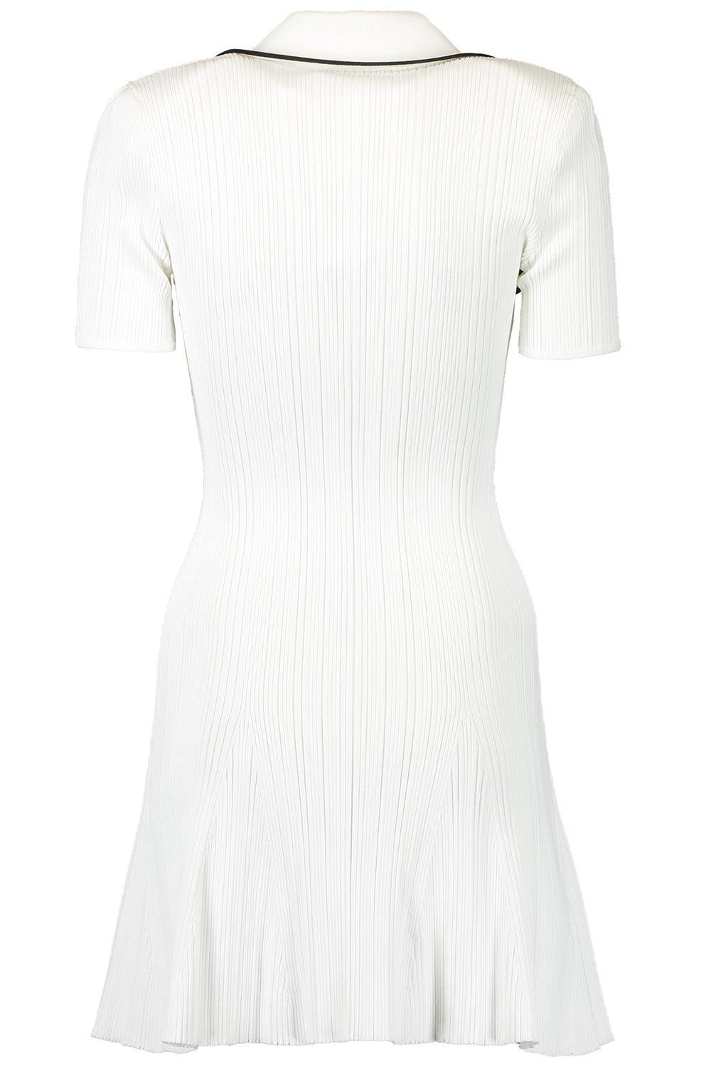 Short Sleeve Ribbed Mini Dress-WHITE-XS-CLOTHINGDRESSCASUAL-self-portrait