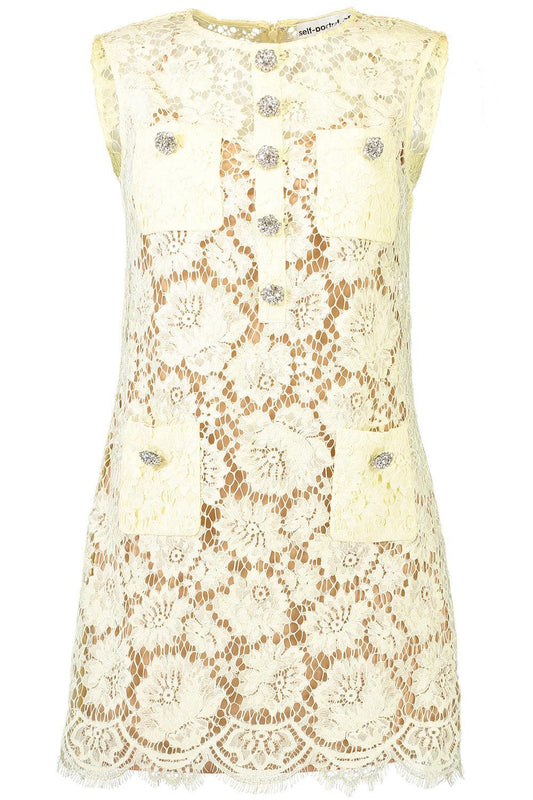 Sleeveless Fine Mini Dress-YELLOW-2-CLOTHINGDRESSCASUAL-SELF-PORTRAIT