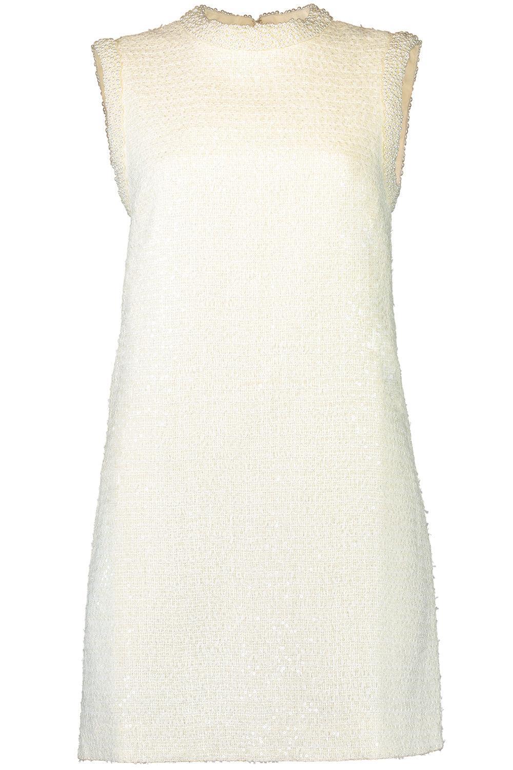 Boucle Pearl Trim Mini Dress-CREAM-2-CLOTHINGDRESSCOCKTAIL-self-portrait