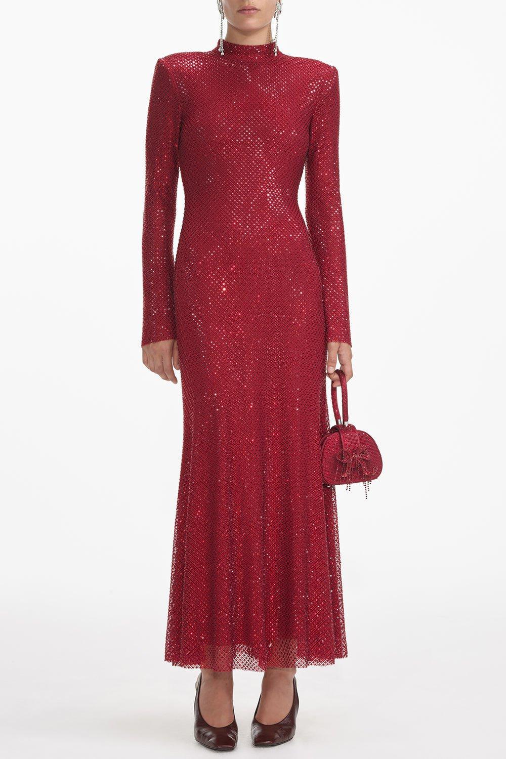 self-portrait-Rhinestone Fishnet Dress-