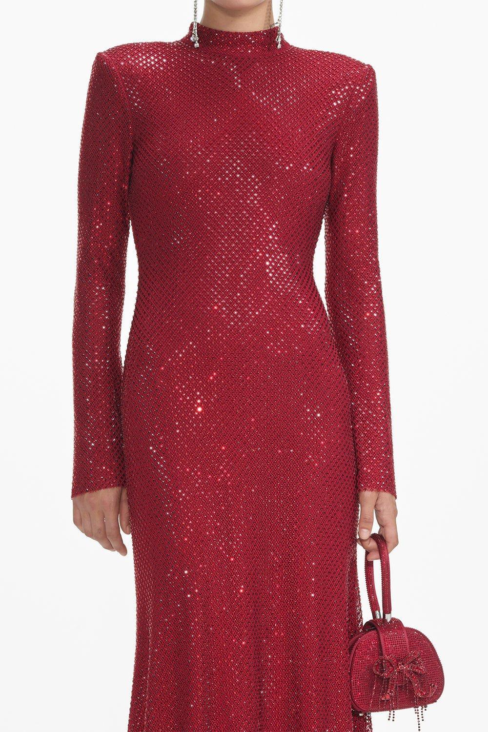 self-portrait-Rhinestone Fishnet Dress-