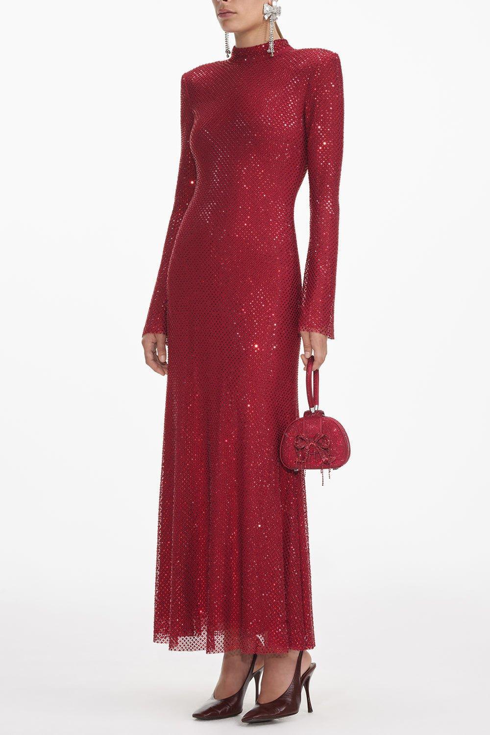 self-portrait-Rhinestone Fishnet Dress-