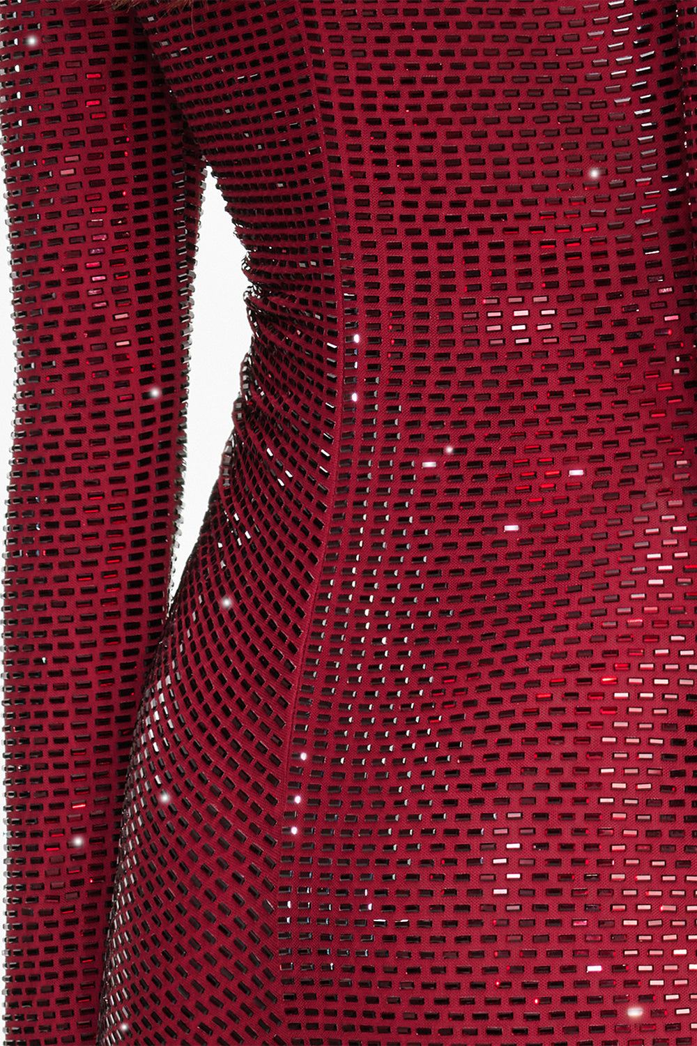 Rhinestone Gathered Midi Dress-RED-4-CLOTHINGDRESSCOCKTAIL-SELF-PORTRAIT