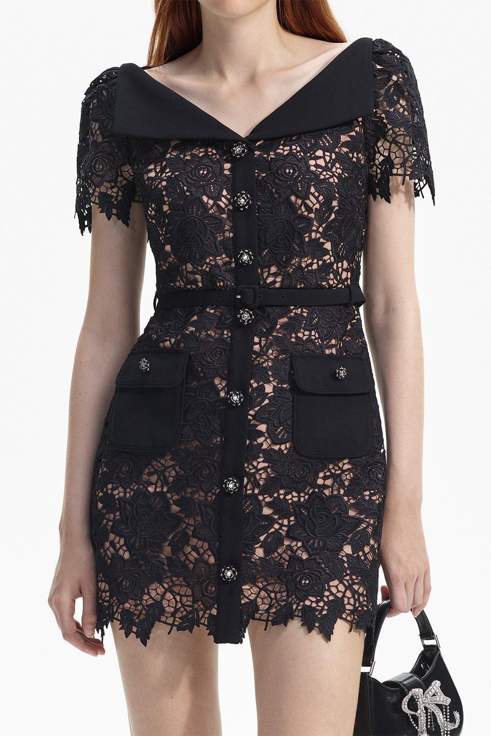 self-portrait-Open Neck Mini Dress-