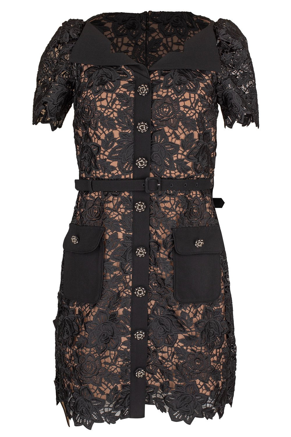 self-portrait-Open Neck Mini Dress-