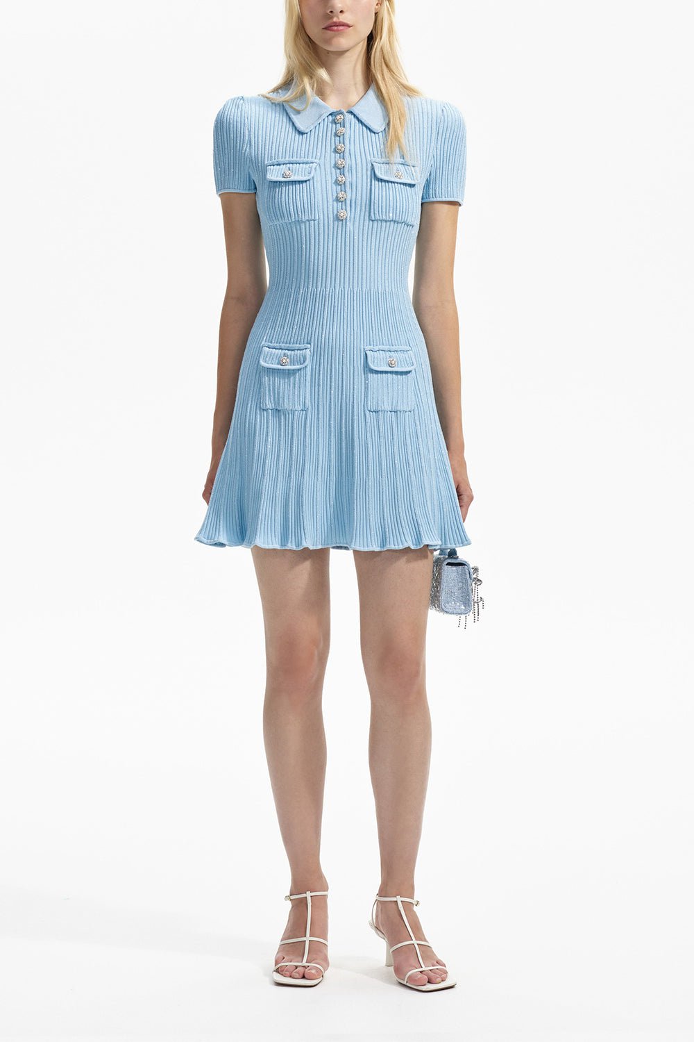 self-portrait-Sequin Knit Mini Dress-