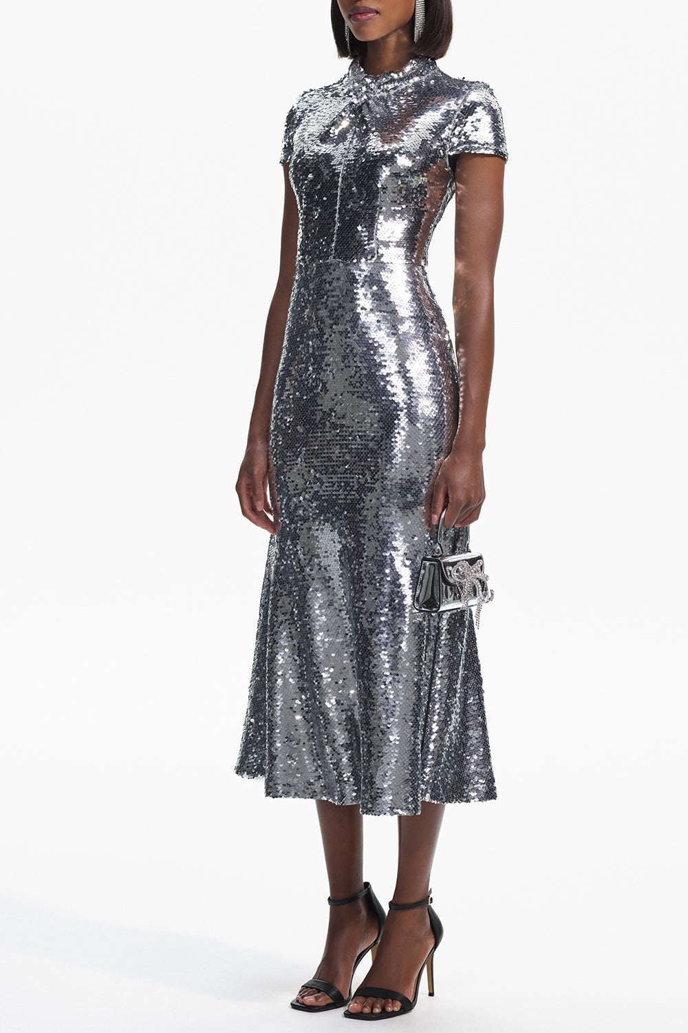 self-portrait-Twist Neck Midi Dress-