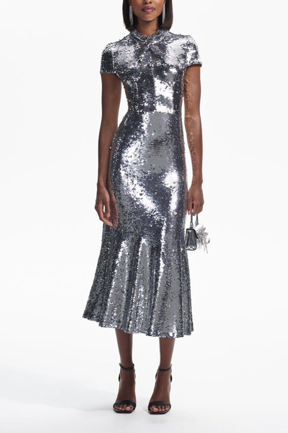 self-portrait-Twist Neck Midi Dress-