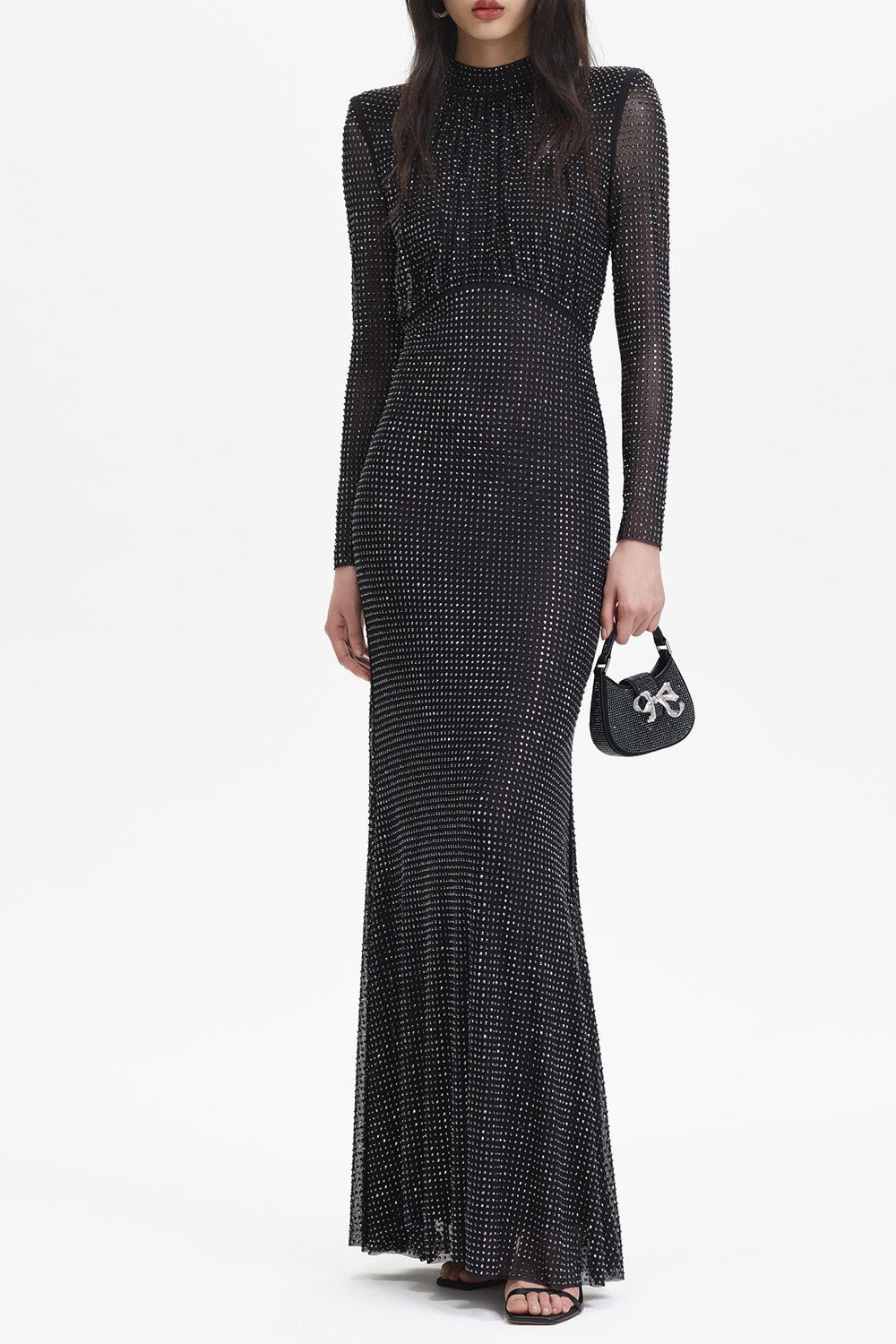 self-portrait-Rhinestone Mesh Dress-