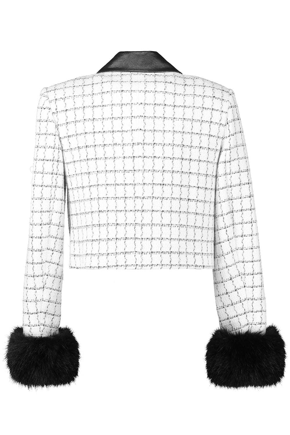 Check Fur Cuff Jacket-CREAM-2-CLOTHINGJACKETCASUAL-self-portrait