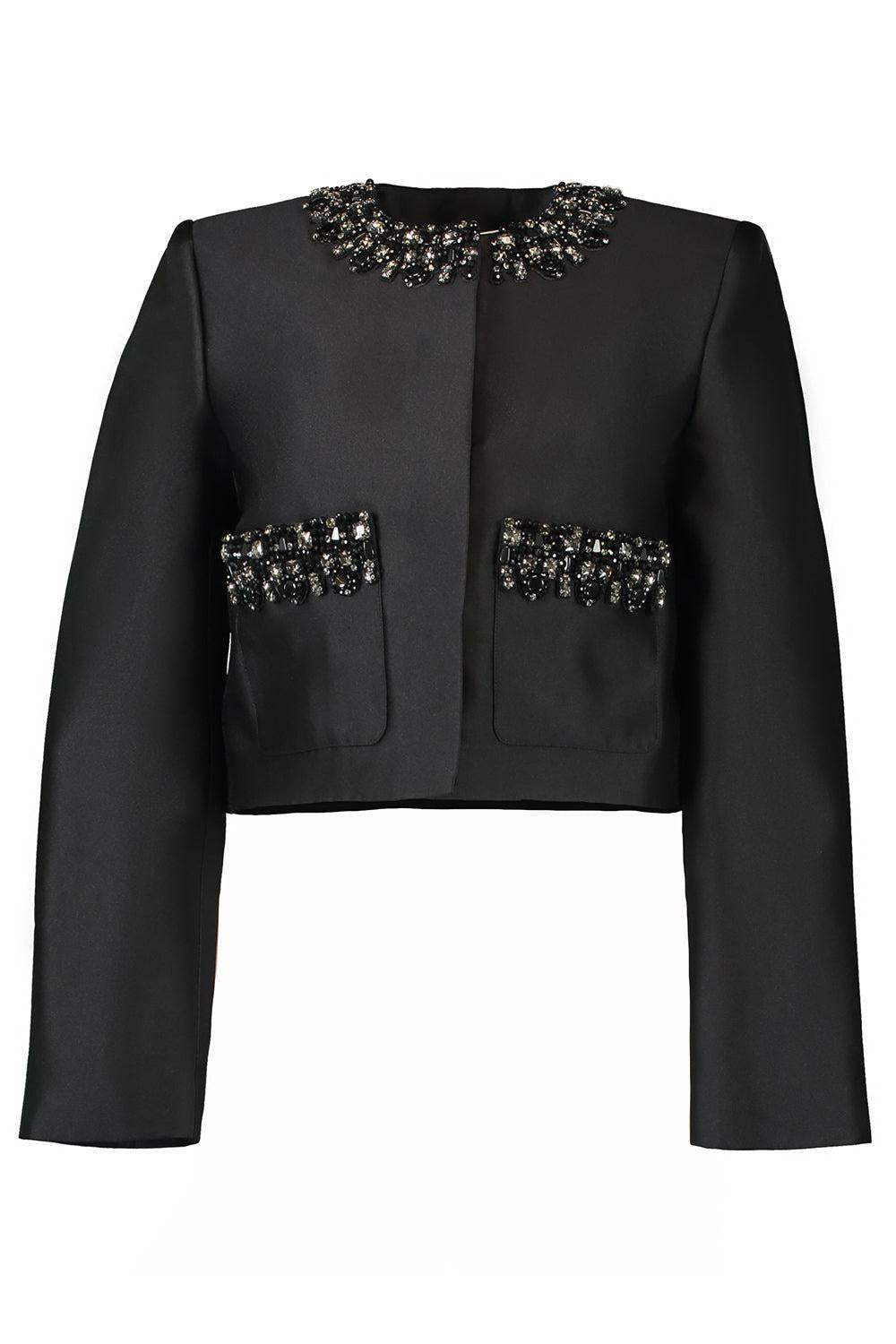 Embellished Trim Jacket-BLACK-2-CLOTHINGJACKETEVENING-self-portrait